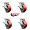 Service Caster 5 Inch Kingpinless Red Poly on Steel Wheel Swivel Caster Set with Brakes SCC SCC-KP30S520-PUR-RS-SLB-4 - alternate 6